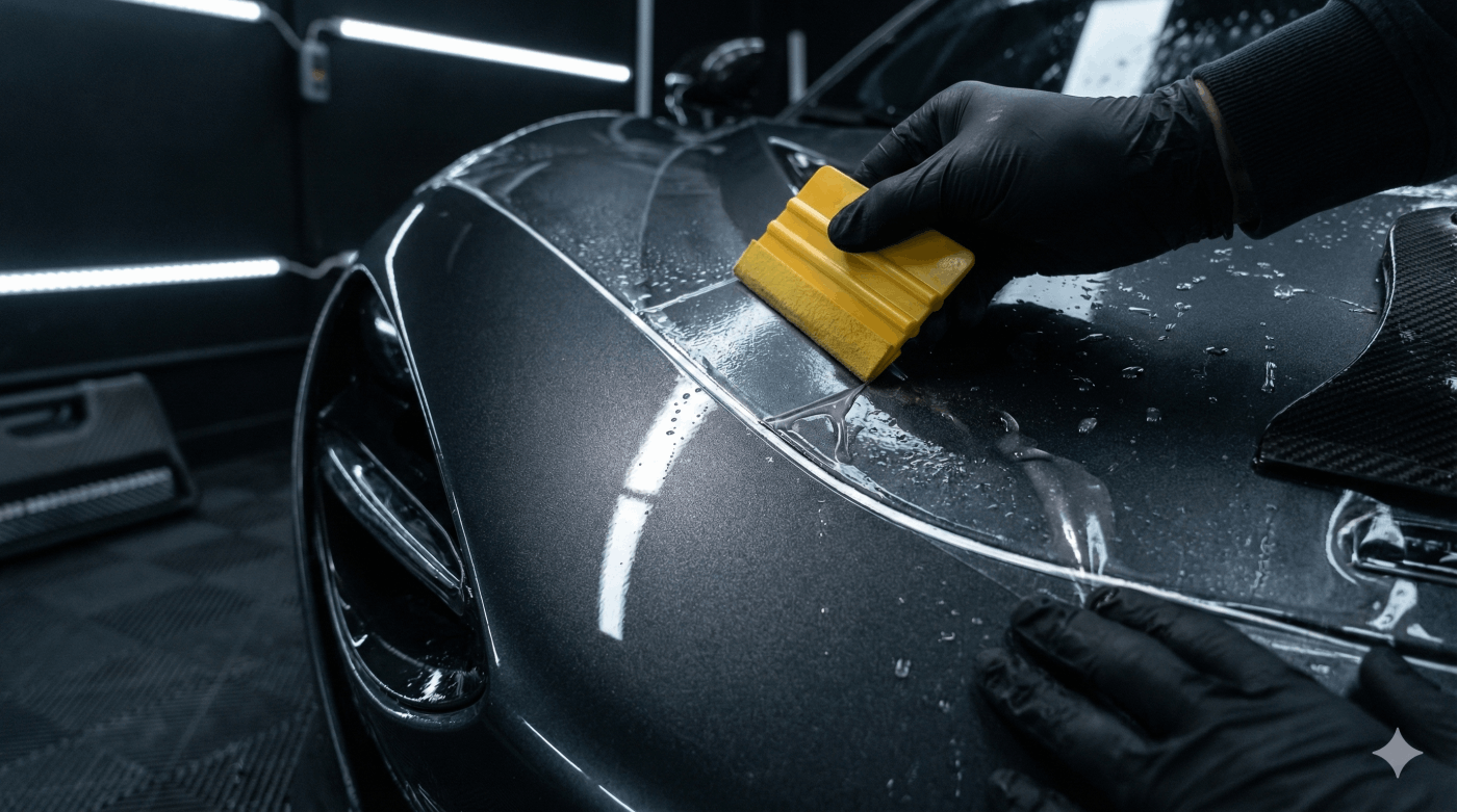 Aplikace ochranné fólie (PPF) laku s výdrží 10 let pro maximální hydrofobní efekt a ochranu